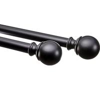 Amazon Basics 2.5cm Curtain Rod with Round Finials - 1-Pack, 91cm - 183cm, Black