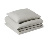 Amazon Basics 2-Piece Brushed Microfibre Bedding Set, Extra Soft, Relaxed Lived-In Look with Natural Creases, No Ironing Required, Single size, Duvet Cover 135 x 200 cm & 1 Pillowcase 50 x 80 cm, Grey