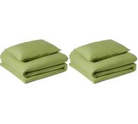 Amazon Basics 2-Piece Brushed Microfibre Single Duvet Cover Set, Extra Soft Bedding, Relaxed Lived-In Look with Natural Creases, No Ironing Required, 135 x 200 cm & 1 Pillowcase 50 x 80 cm, Green