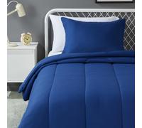 Amazon Basics 2 piece Microfiber Kid's Comforter and Pillow Sham Set Twin Navy Solid