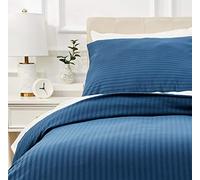 Amazon Basics 2-Piece Microfibre Bedding Duvet Cover Set, Duvet Cover 135 x 200 cm & 1 Pillowcase 80 x 80 cm, Navy Blue