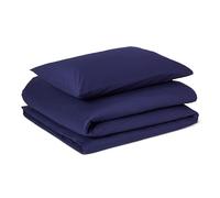 Amazon Basics 2-Piece Organic Cotton Single Duvet Cover Set, Soft Bedding, 135 x 200 cm & 1 Pillowcase 50 x 80 cm, Navy Blue