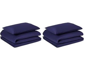Amazon Basics 2-Piece Organic Cotton Single Duvet Cover Set, Soft Bedding, 135 x 200 cm & 1 Pillowcase 50 x 80 cm, Navy Blue (Pack of 2)