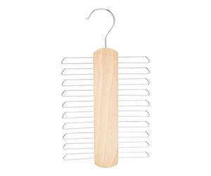 Amazon Basics 20 Bar Wooden Tie Hanger & Belt Rack, 2-Pack, 16 cm, Natural
