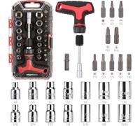 Amazon Basics 27-Piece Magnetic T-Handle Ratchet Wrench & Screwdriver Set, Blac
