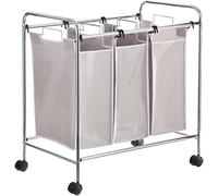 Amazon Basics 3-Bag Rectangular Laundry Sorter, 135 Liters capacity, White, 78 x 46 x 86 cm