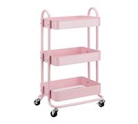 Amazon Basics 3-Layer Kitchen Trolley with 360 Degree Wheels for indoor and outdoor use, Dusty Pink