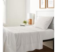 Amazon Basics 3 Piece Bed Sheet Set 100% Cotton Jersey Includes Super Soft Flat and Fitted Sheets Pillowcase Twin Oatmeal Solid