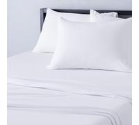 Amazon Basics 3 Piece Bed Sheet Set 100% Cotton Jersey Includes Super Soft Flat and Fitted Sheets Pillowcase Twin White Solid
