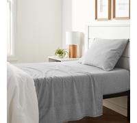 Amazon Basics 3 Piece Bed Sheets Set 100% Cotton Jersey Includes Super Soft Flat and Fitted Sheets Pillowcase Twin Light Gray Solid