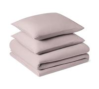 Amazon Basics 3-Piece Brushed Microfibre Bedding Set, Extra Soft, Relaxed Lived-In Look with Natural Creases, No Ironing Required, King size, Duvet Cover 225x220 cm & 2 Pillowcases 50 x 80 cm, Purple