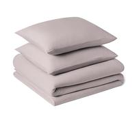 Amazon Basics 3-Piece Brushed Microfibre Double Duvet Set, Extra Soft Bedding, Relaxed Lived-In Look with Natural Creases, No Ironing Required, Duvet Cover 200x200 cm & 2 Pillowcases 50x80 cm, Purple