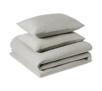 Amazon Basics 3-Piece Brushed Microfibre Double Duvet Set, Extra Soft Bedding, Relaxed Lived-In Look with Natural Creases, No Ironing Required, Duvet Cover 200x200 cm & 2 Pillowcases 50x80 cm, Grey