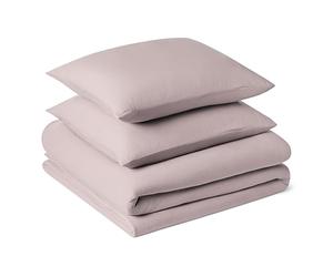 Amazon Basics 3-Piece Brushed Microfibre Duvet Cover Set, Extra Soft Bedding, Relaxed Lived-In Look with Natural Creases, No Ironing Required, 220 x 240 cm & 2 Pillowcases 50 x 80 cm, Purple