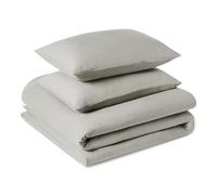 Amazon Basics 3-Piece Brushed Microfibre King Size Duvet Cover Set, Extra Soft Bedding, Relaxed Lived-In Look with Natural Creases, No Ironing Required, 225 x 220 cm & 2 Pillowcases 50 x 80 cm, Grey