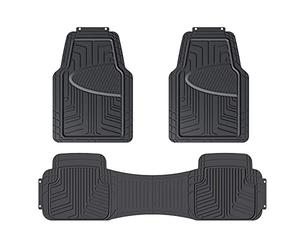 Amazon Basics 3-Piece Full Coverage Rubber Floor Mat for Cars, SUVs and Trucks, Black