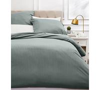 Amazon Basics 3-Piece Microfibre Bedding Duvet Cover Set, Duvet Cover 200 x 200 cm & 2 Pillowcases 80 x 80 cm, Dark Grey