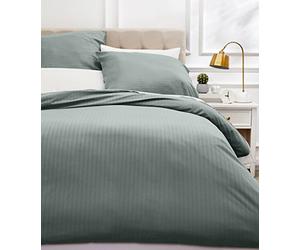 Amazon Basics 3-Piece Microfibre Bedding Duvet Cover Set, Duvet Cover 200 x 200 cm & 2 Pillowcases 80 x 80 cm, Dark Grey