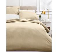 Amazon Basics 3-Piece Microfibre Bedding Duvet Cover Set, Duvet Cover 240 x 260 cm & 2 Pillowcases 65 x 65 cm, Beige
