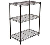Amazon Basics 3-Shelf Narrow Storage Unit With Height Adjustable Shelves and Levelling Feet, 340 kgs Max Weight, Black, 34 cm D x 58.9 cm W x 76.2 cm H