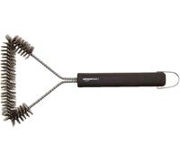 Amazon Basics 3-Sided Triangular Grill Brush, 12 inch, Stainless Steel, Black