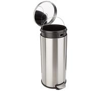 Amazon Basics Round Cylindrical Soft-Close Dustbin, 30 litre/7.9 gallon, Brushed Stainless Steel