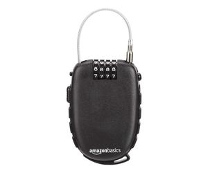 Amazon Basics 4-Digit Retractable Cable Electronic Lock, AB-BL101, Black