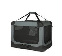 Amazon Basics 4-Doors Portable Soft-Sided Folding Travel Crate Kennel for cat, dog, and other small animals, Grey, S 66 cm x 46 cm x 46 cm