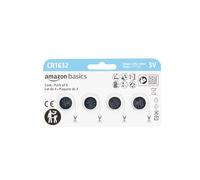 Amazon Basics 4-Pack 3 Volt CR1632 Lithium Coin Cell Battery, Long Lasting Power, Mercury-Free