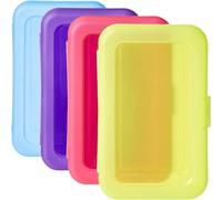 Amazon Basics Pencil Box, Pack of 4, Multi-Color, Solid