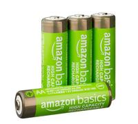 Amazon Basics 4-Pack Rechargeable AA NiMH High-Capacity Batteries, 2400 mAh, 1.2V, Recharge up to 400x Times, Pre-Charged
