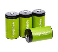 Amazon Basics 4-Pack, Rechargeable D Cell NiMH Batteries, 10000maAh, Recharge up to 1000x Times , Pre-Charged
