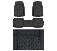 Amazon Basics 4-Piece All-Weather Protection Heavy Duty Rubber Floor Mats Set with Cargo Liner for Cars, SUVs, and Trucks，Black,Universal Trim to Fit