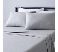 Amazon Basics 4 Piece Bed Sheet Set 100% Cotton Jersey Includes Super Soft Flat and Fitted Sheets Pillowcase Full Light Gray Solid