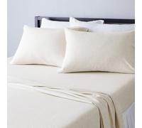 Amazon Basics 4 Piece Bed Sheets Set 100% Cotton Jersey Includes Super Soft Flat and Fitted Sheets Pillowcase Full Oatmeal Solid