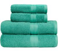 Amazon Basics 4 Piece Fade resistant towel set for bathroom, 100% Cotton soft a