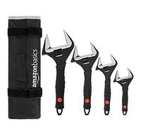Amazon Basics 4-Piece Plumbing Adjustable Wrench with Soft Grip, Wide Mouth, Includes 6-Inch (150 mm), 8-Inch (200 mm), 10-Inch (250 mm), 12-Inch (300 mm), 4 Sizes Bundle, 30.48 x 10.79 x 2.36 cm