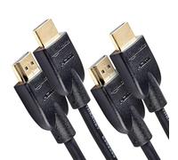 Amazon Basics 4K HDMI Cable 1.8 m, 2 pack - 18Gbps High Speed with Ethernet, 4K@60Hz, 2160p, Black