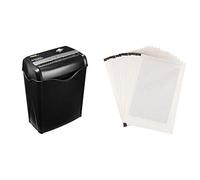 Amazon Basics 5-6 Sheet Cross Cut paper and credit card shredder & Shredder Sharpening & Lubricant Sheets - Pack of 12