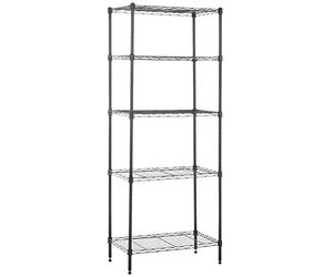 Amazon Basics 5-Shelf Narrow Storage Unit With Height Adjustable Shelves & Levelling Feet, Black, 60.1cm x 35.6cm x 152.4cm, No Wheels