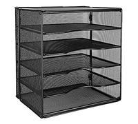 Amazon Basics 5-Slot Rectangular Desk Organiser Tray, 32 x 24 x 35 cm, Black