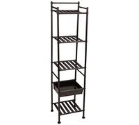 Amazon Basics 5-Tier Shelf with Basket, Black, 28.5 D x 34.5 W x 140.3 H cm