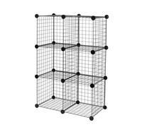 Amazon Basics 6 Cube Wire Grid Stackable Storage Shelves, Black, 66 x 32 x 96.5 cm