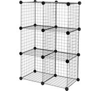 Amazon Basics 6 Cube Wire Grid Stackable Storage Shelves, Black, 66 x 32 x 96.5