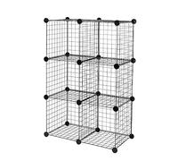 Amazon Basics 6 Cube Wire Grid Stackable Storage Shelves, Black, 66 x 32 x 96.5 cm