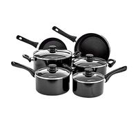 Amazon Basics 6 Piece Non Stick Induction Cookware Set, with Lids, Black