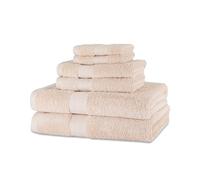 Amazon Basics 6-Piece Organic Cotton Bath Towel Set, Soft and Absorbent Bathroom Towels, Fade Resistant, 2 Bath + 2 Hand + 2 Flannel Face Cloths, Blush Pink