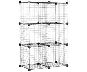 Amazon Basics 6 shelves Cube Interlocking 1 Storage Unit With Metal Wire Mesh, 60 Pounds / 27kg Shelf Maximum Weight Capacity, Black, 37 cm D x 77 cm W x 114 cm H