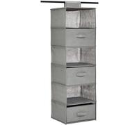Amazon Basics 6-Tier Hanging Shelf Closet Storage Organizer with Removable Drawers Grey 6.9""""D x 13.6""""W x 12.2""""H