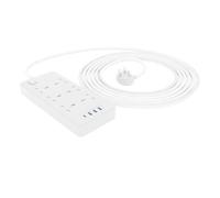 Amazon Basics 6-Way Power Strip with Surge Protection, 4 USB (1 USB-C, 3 USB-A), Socket Strip Extension, 1.5m Cable, 1140J, White